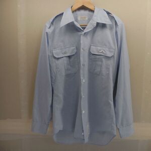 Vintage Creighton Made In USA 15.5-33 Medium Blue Cadet Button Up Shirt